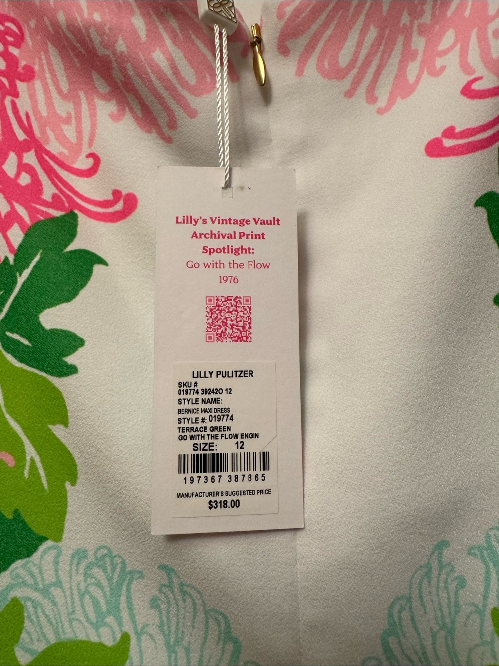 Lilly Pulitzer Bernice Pink & Green Floral Maxi Dress with Bow Straps 12 - Picture 9 of 11